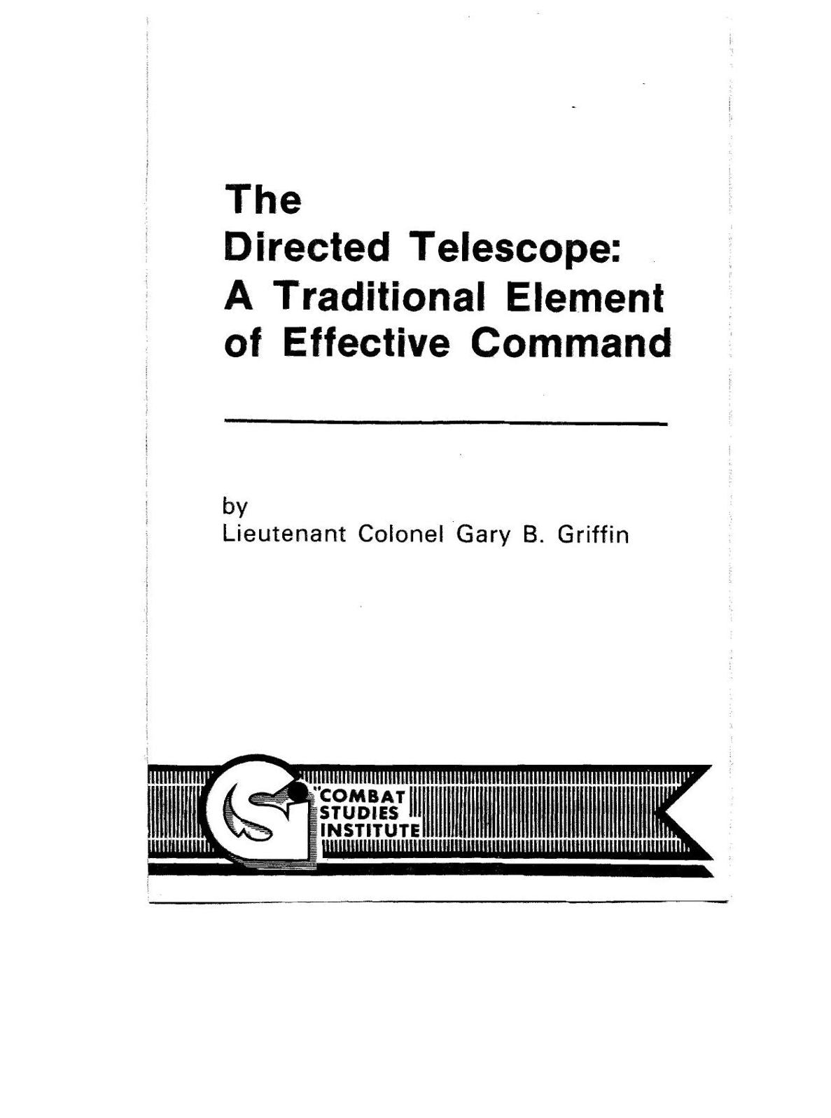 The Directed Telescope: A Traditional Element of Effective Command