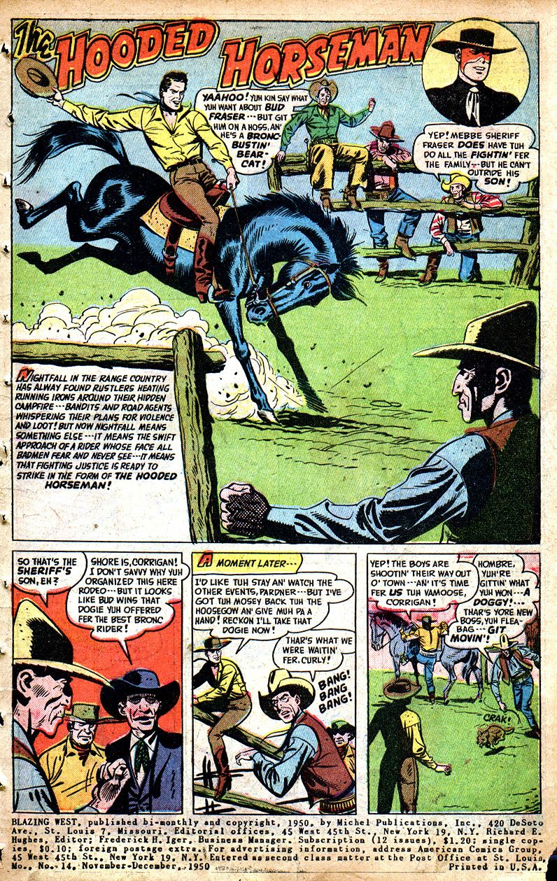 Blazing West Number 14 Western Comic Book