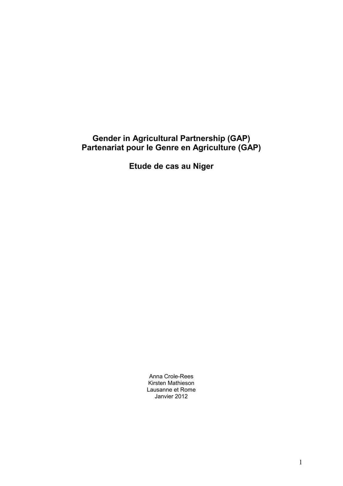 Gender in Agricultural Partnership (GAP)