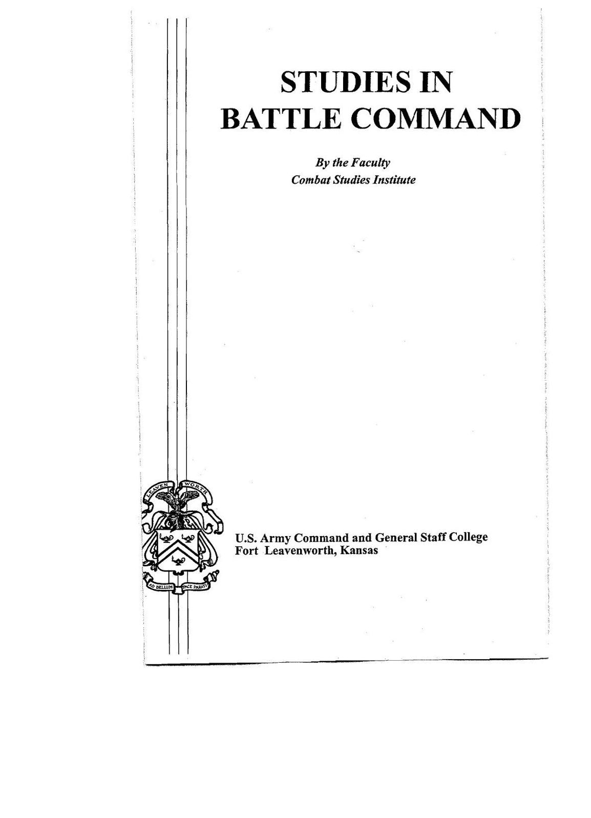 Studies in Battle Command