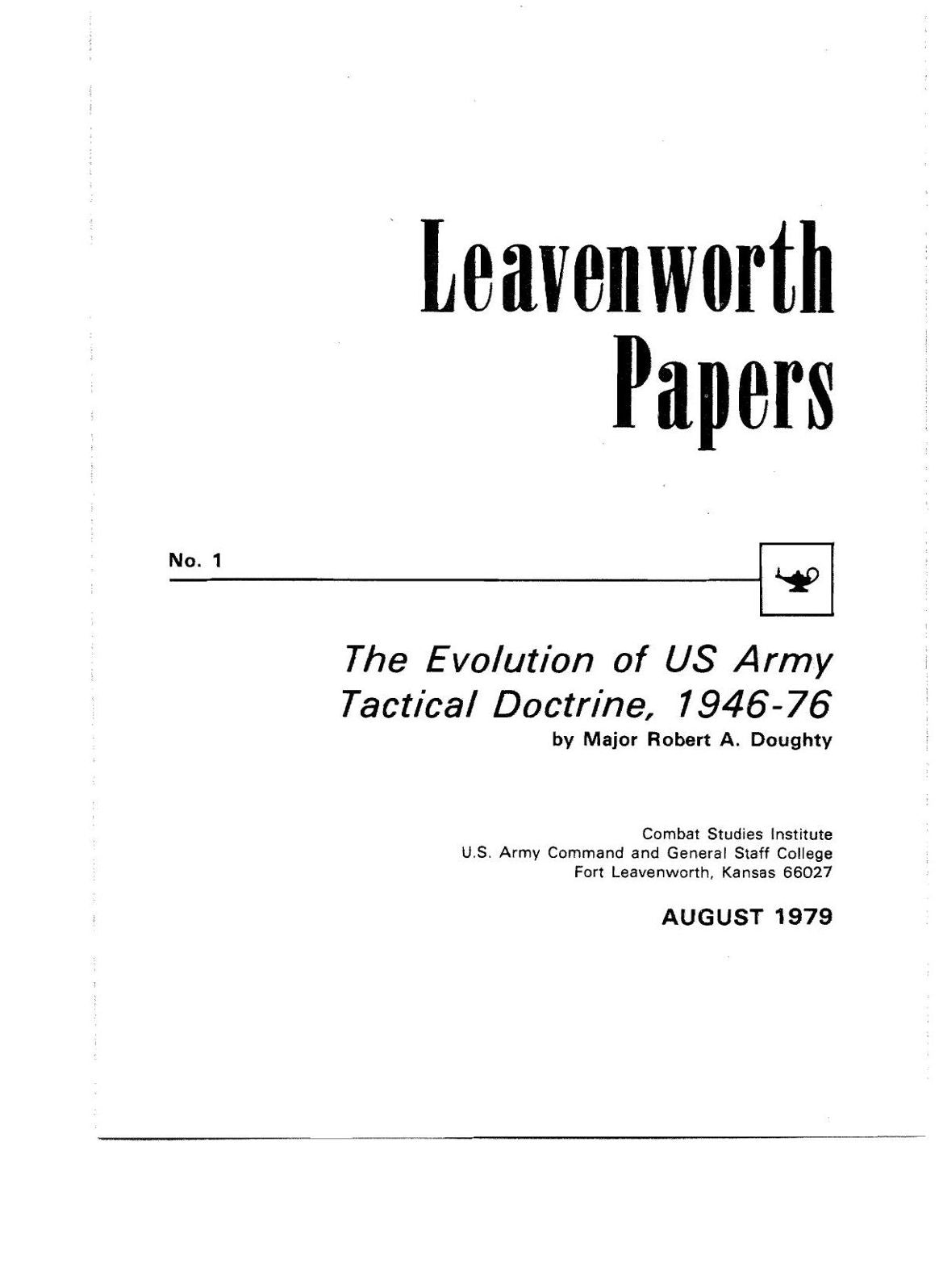 The Evolution of US Army Tactical Doctrine