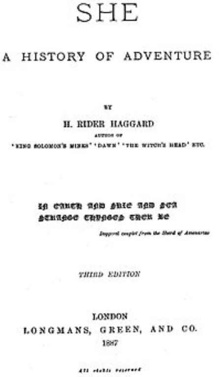 She, A History of Adventure