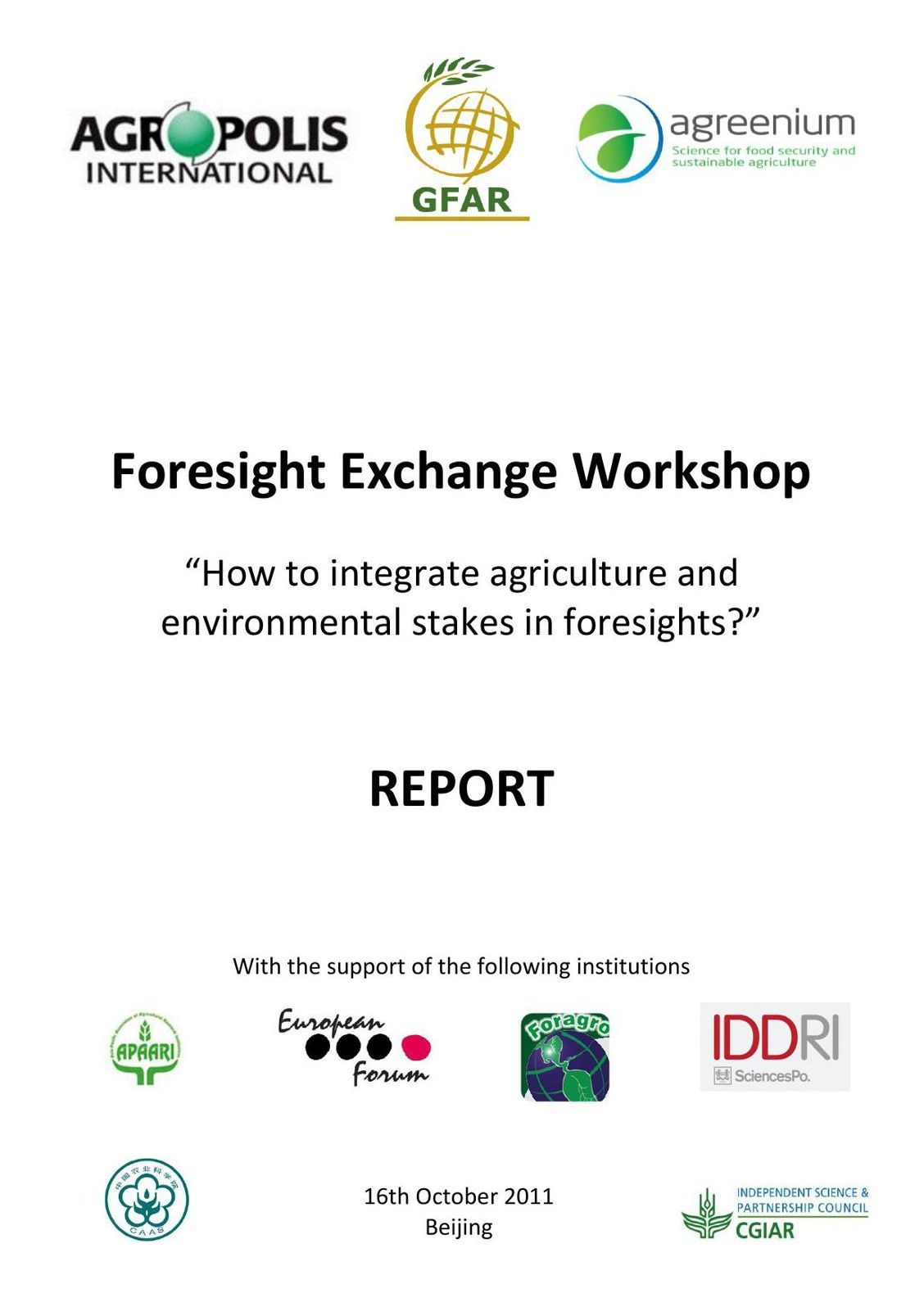 How to integrate agriculture and environmental stakes in foresights?