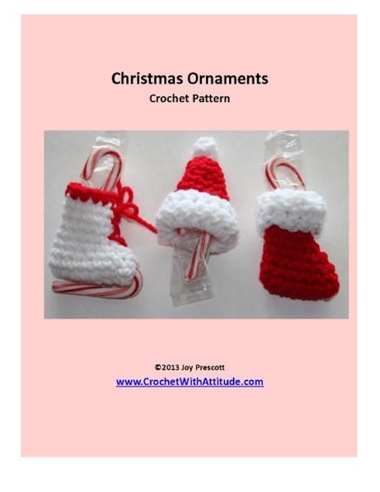Mini Candy Cane Holder Christmas Ornaments Crochet Pattern