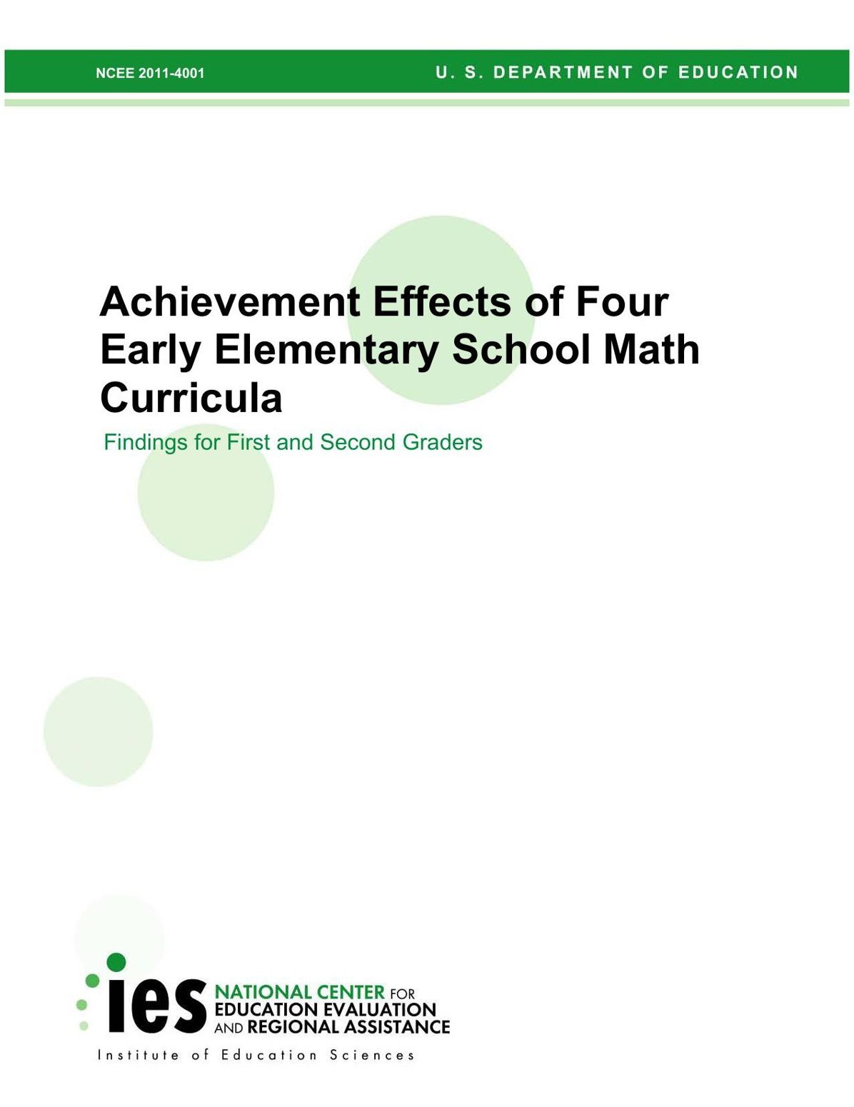 Achievement Effects of Four Early Elementary School Math Curricula
