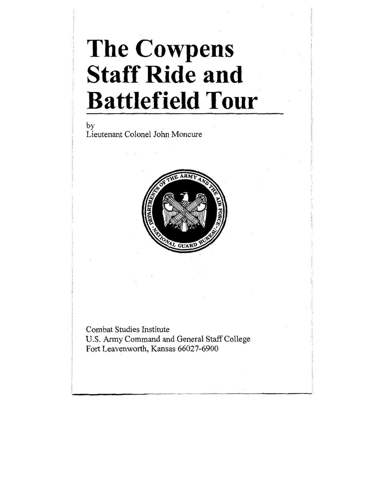 The Cowpens Staff Ride and Battlefield Tour