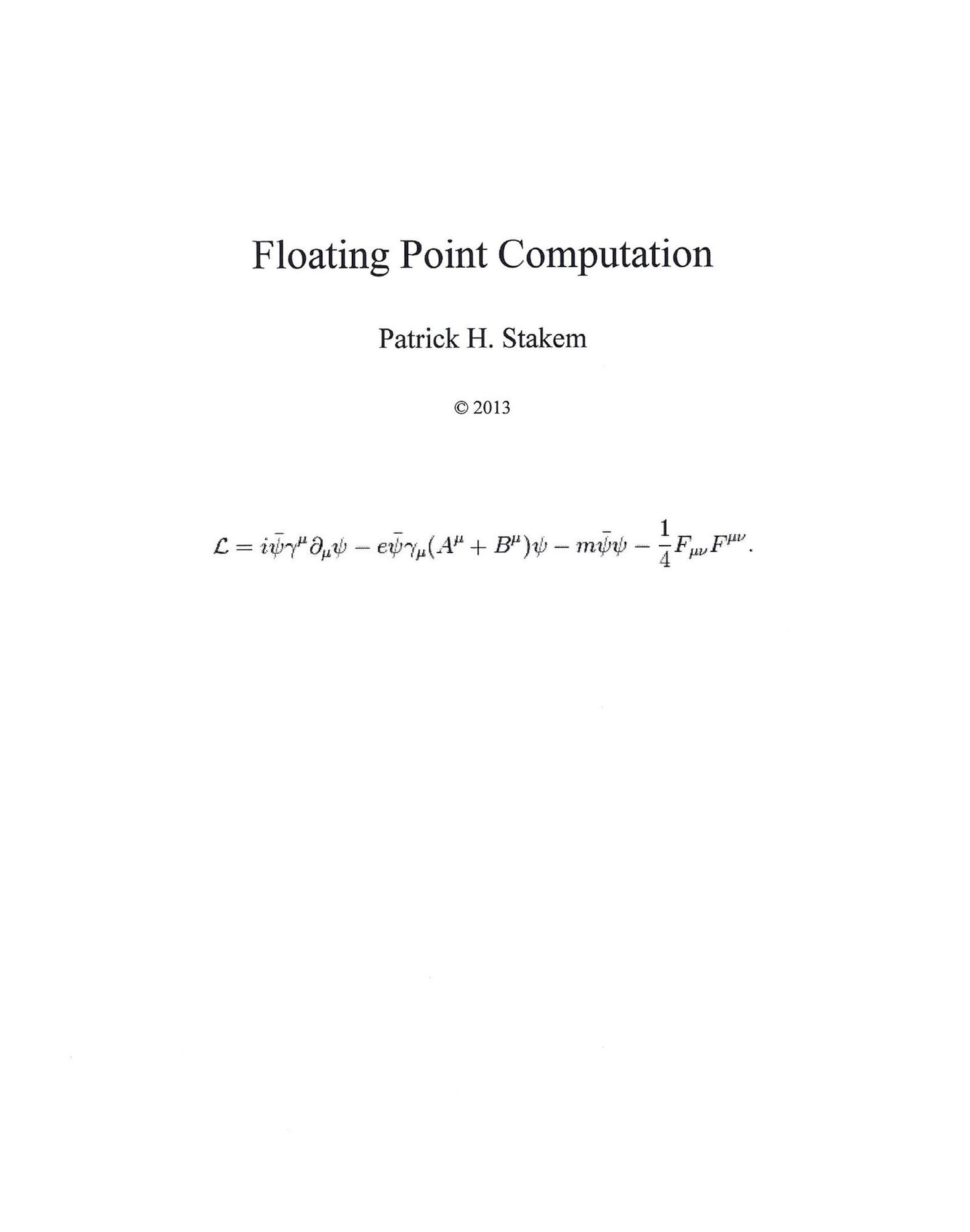 Floating Point Computation