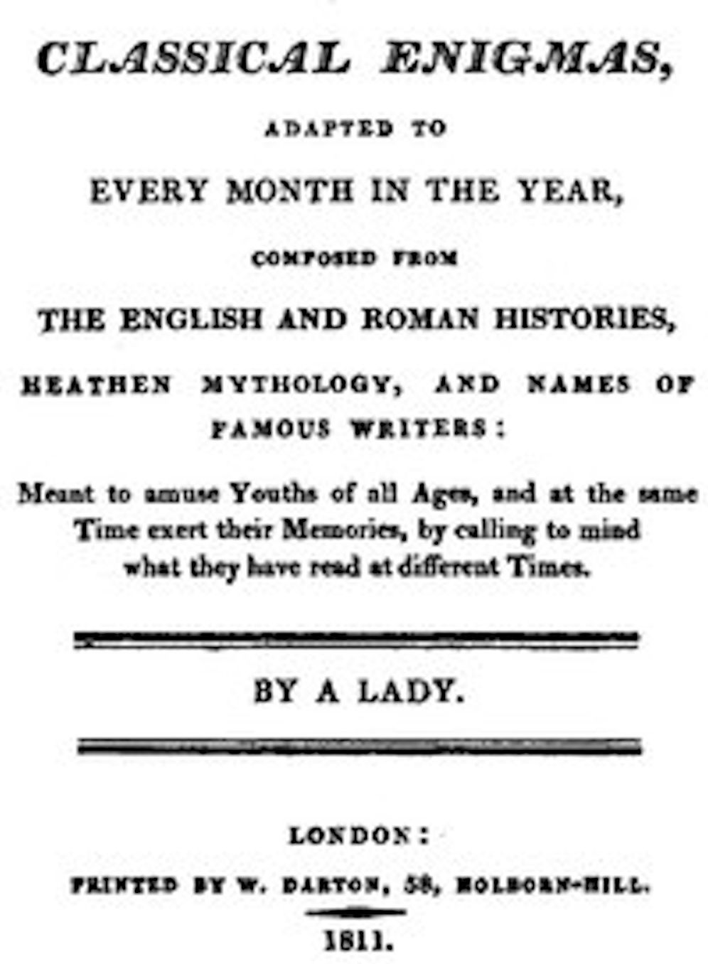 Classical Enigmas, Adapted to Every Month in the Year (Illustrated)