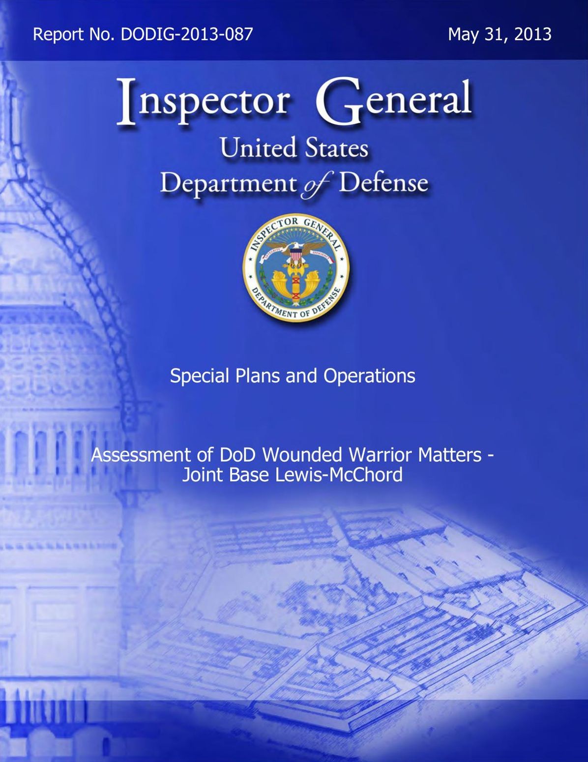 Assessment of DoD Wounded Warrior Matters – Joint Base Lewis-McChord