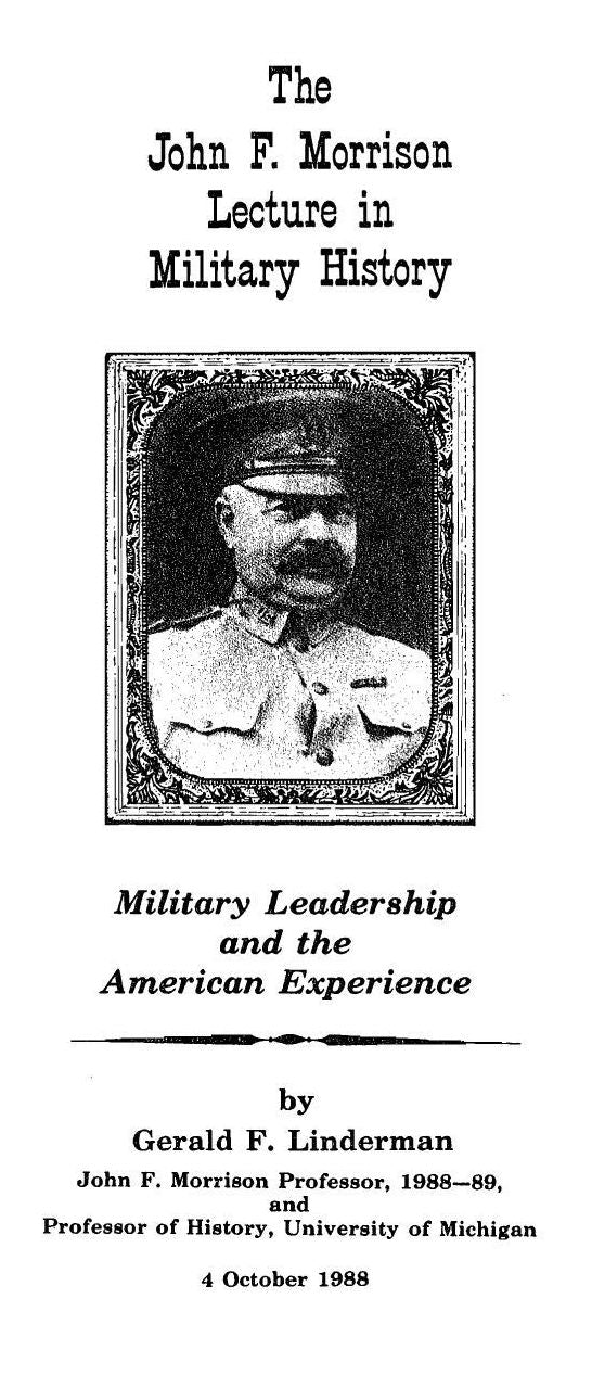 The John F. Morrison Lecture in Military History