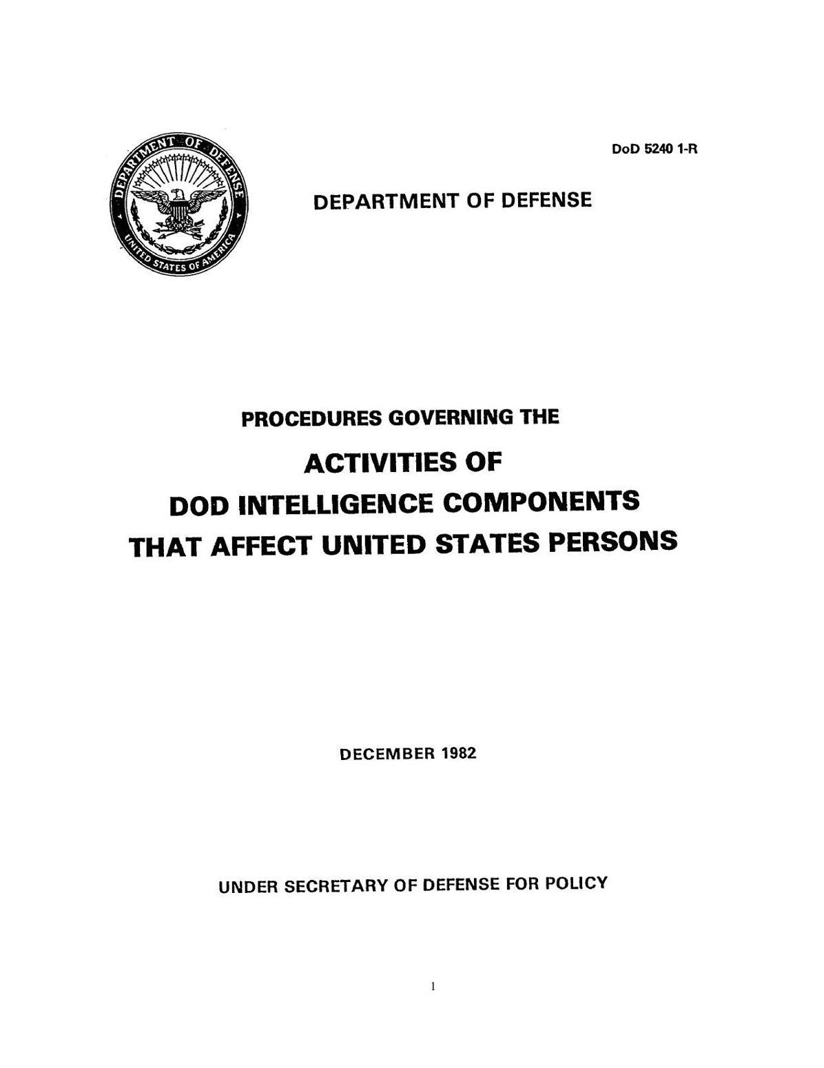Procedures Governing the Activities of DoD Intelligence Components That Affect United States Persons