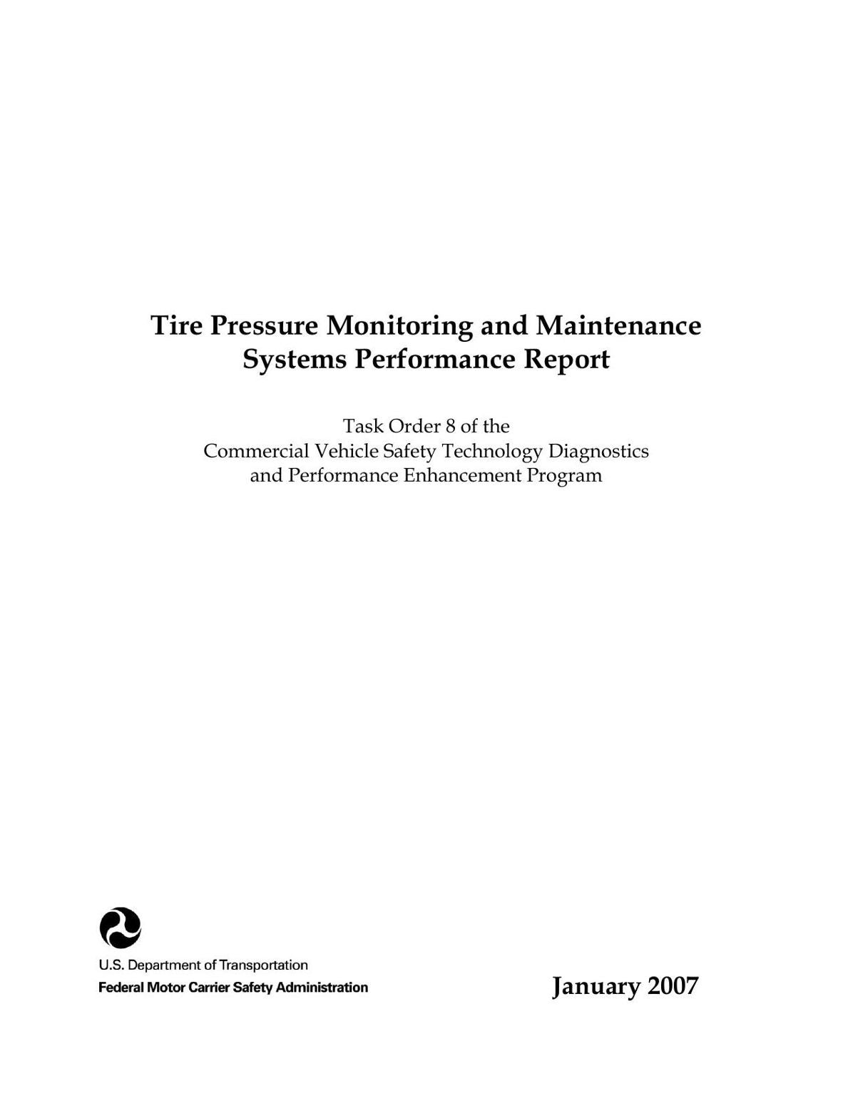 Tire Pressure Monitoring and Maintenance Systems Performance Report
