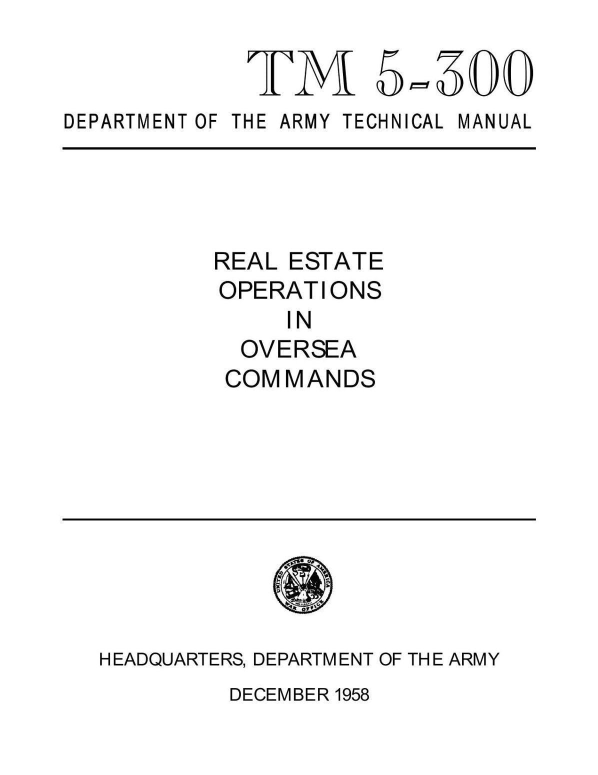 REAL ESTATE OPERATIONS IN OVERSEA COMMANDS