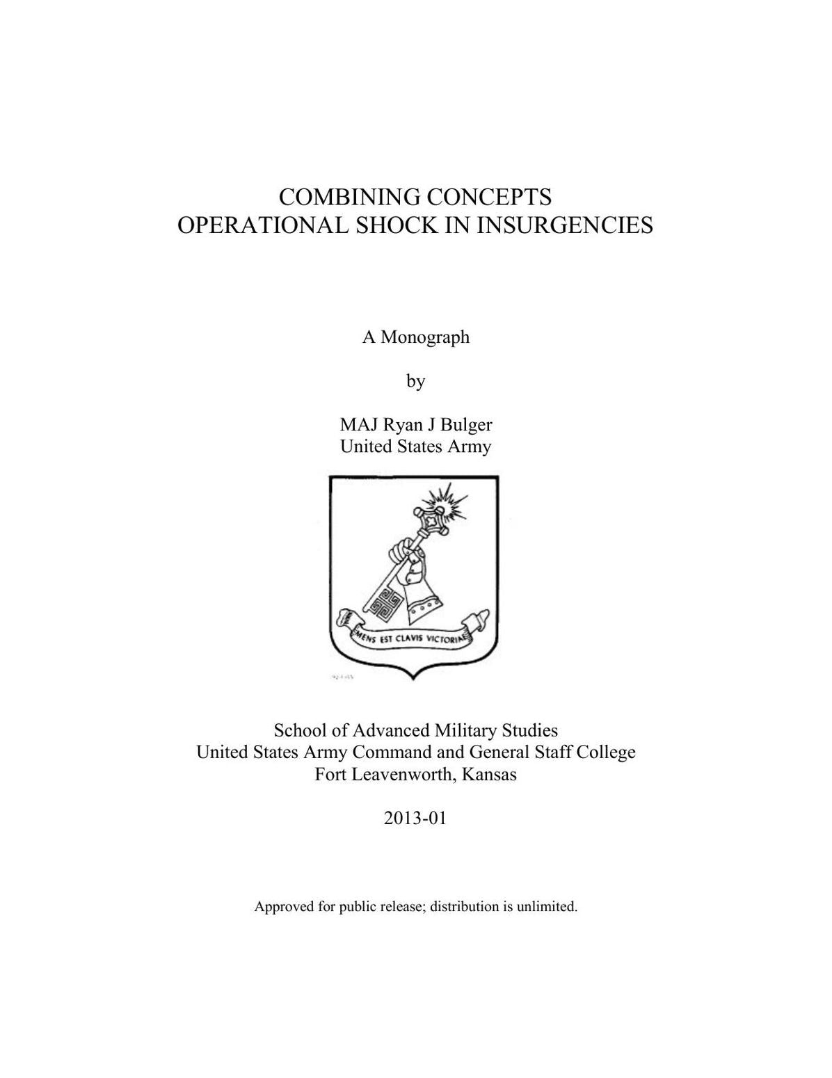 COMBINING CONCEPTS OPERATIONAL SHOCK IN INSURGENCIES
