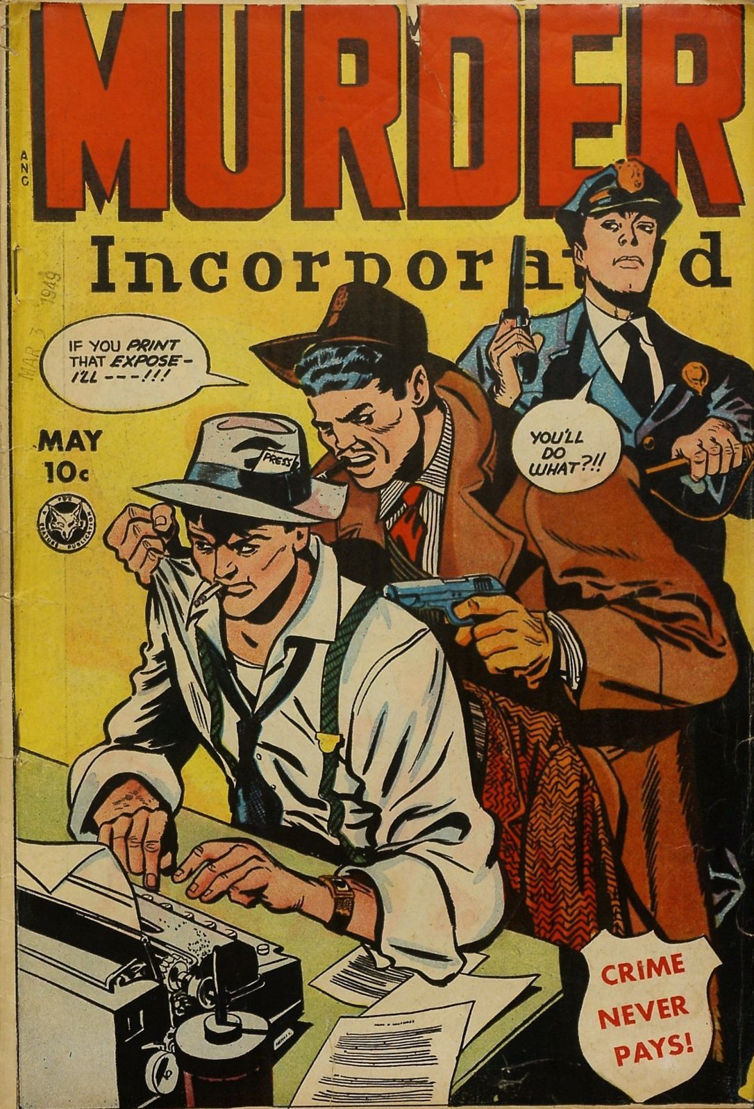 Murder Incorporated Number 10 Crime Comic Book