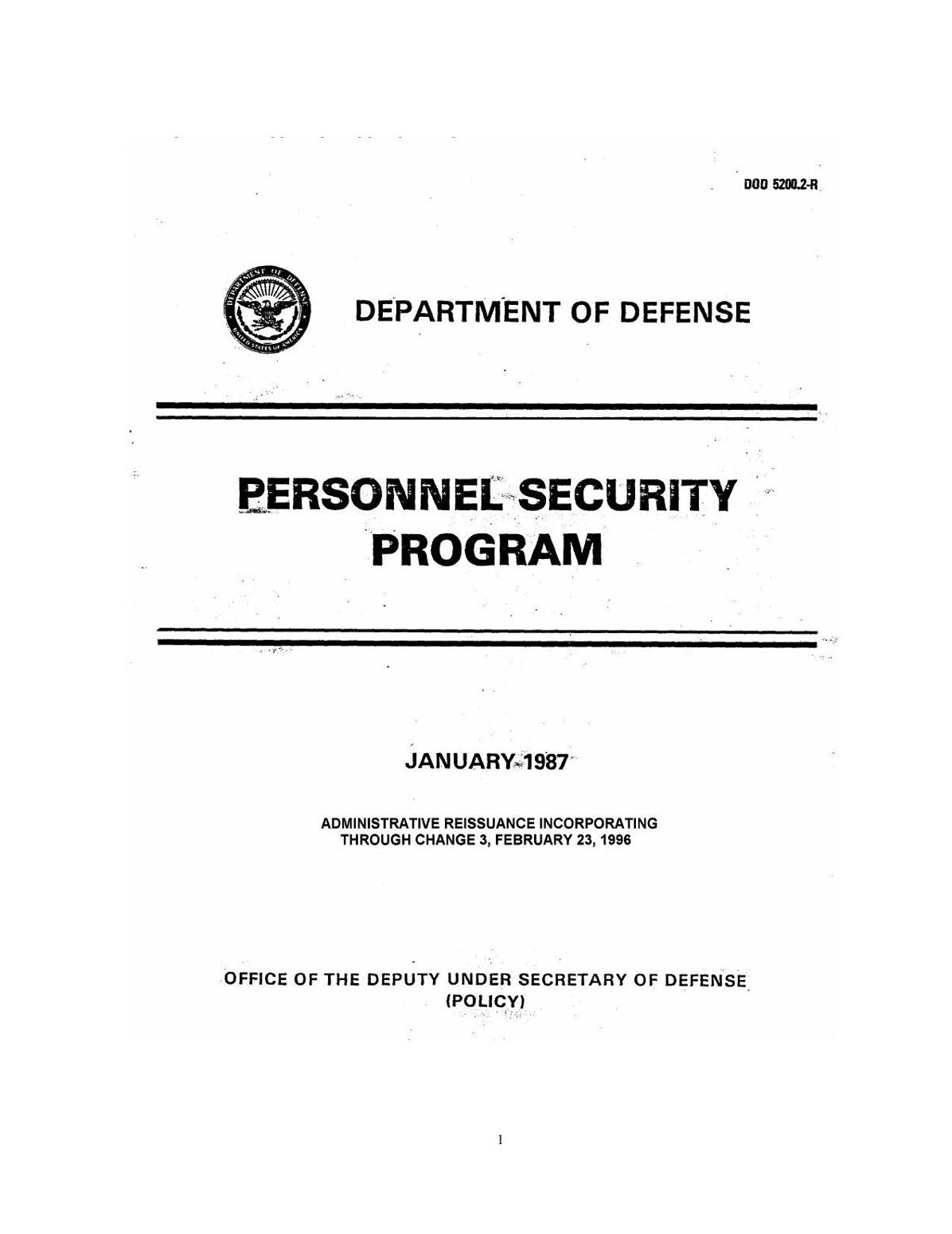 Department of Defense Personnel Security Program