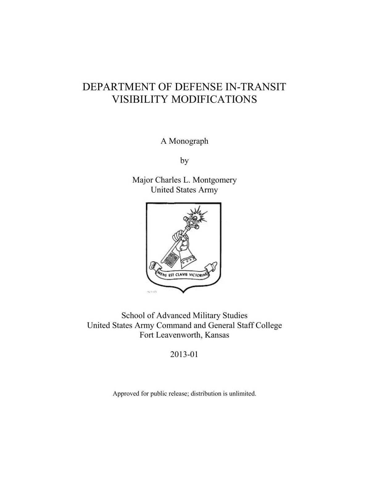 DEPARTMENT OF DEFENSE IN-TRANSIT VISIBILITY MODIFICATIONS