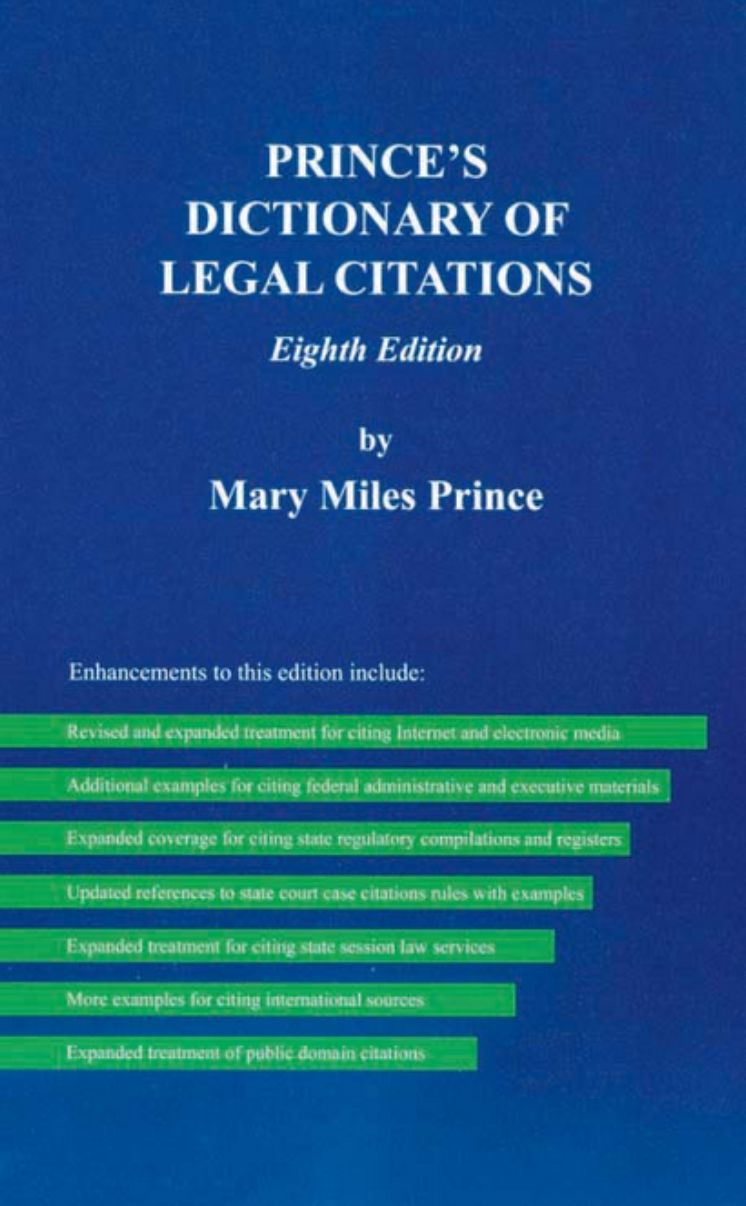Prince's Dictionary of Legal Citations, 8th Edition