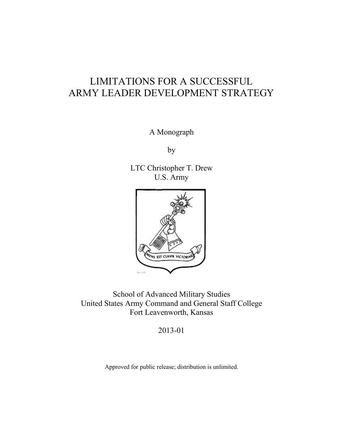 LIMITATIONS FOR A SUCCESSFUL ARMY LEADER DEVELOPMENT STRATEGY