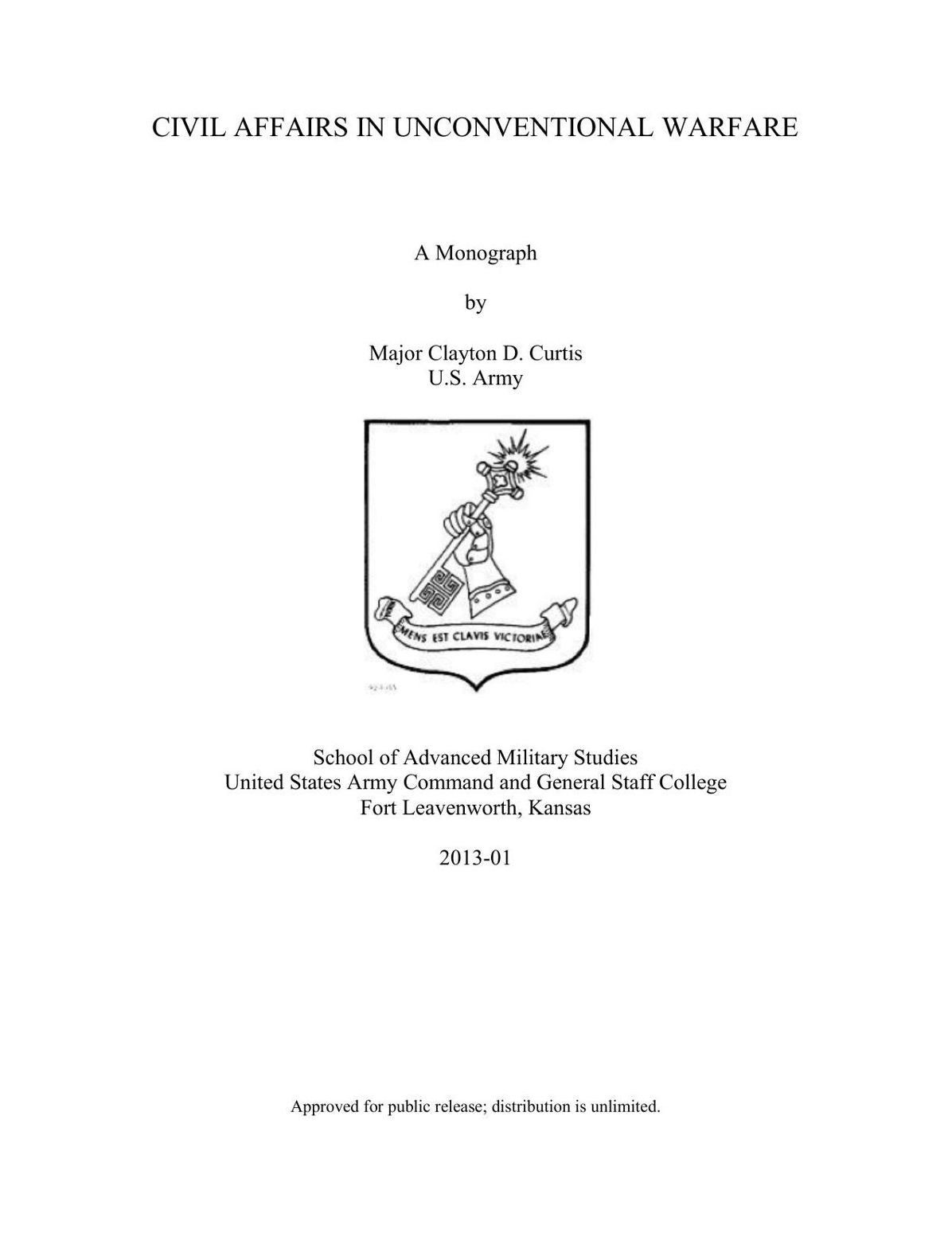 CIVIL AFFAIRS IN UNCONVENTIONAL WARFARE