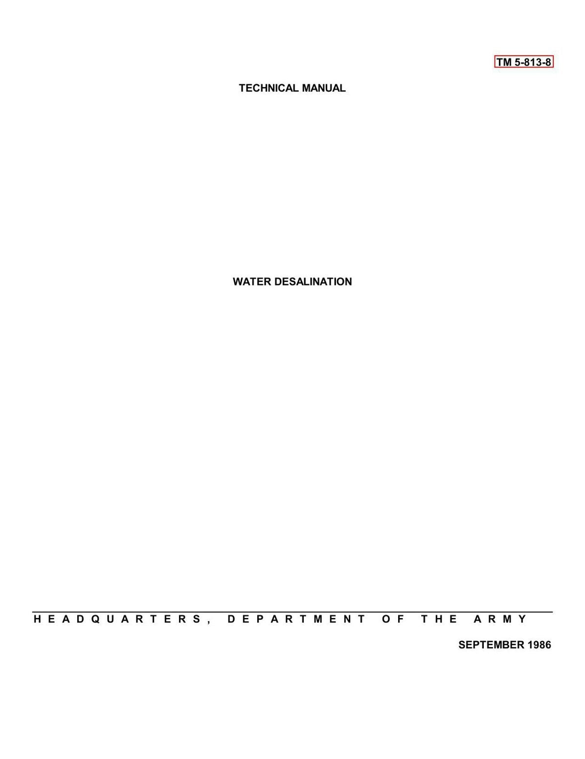 WATER DESALINATION TECHNICAL MANUAL