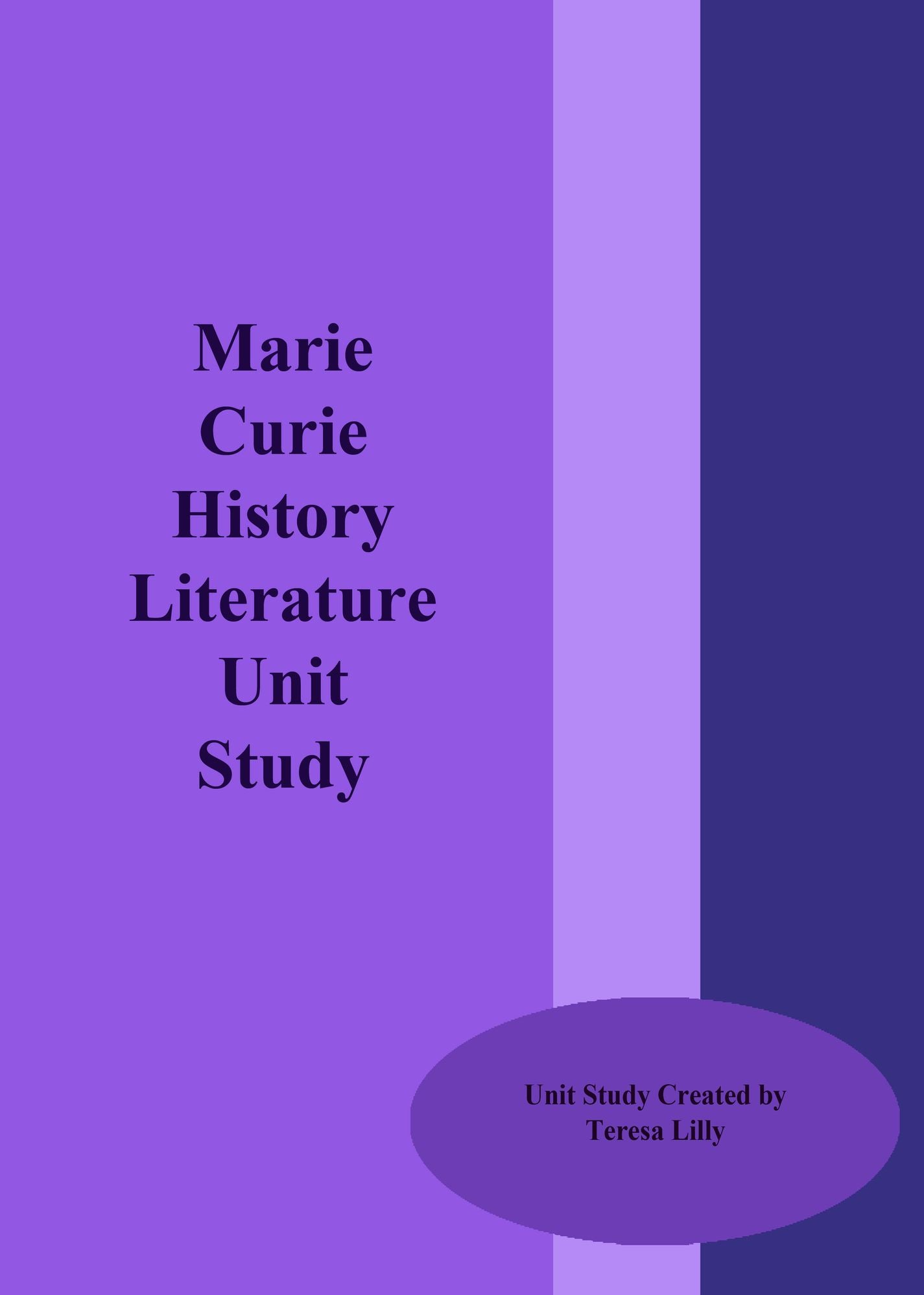 Marie Curie History Literature Unit Study
