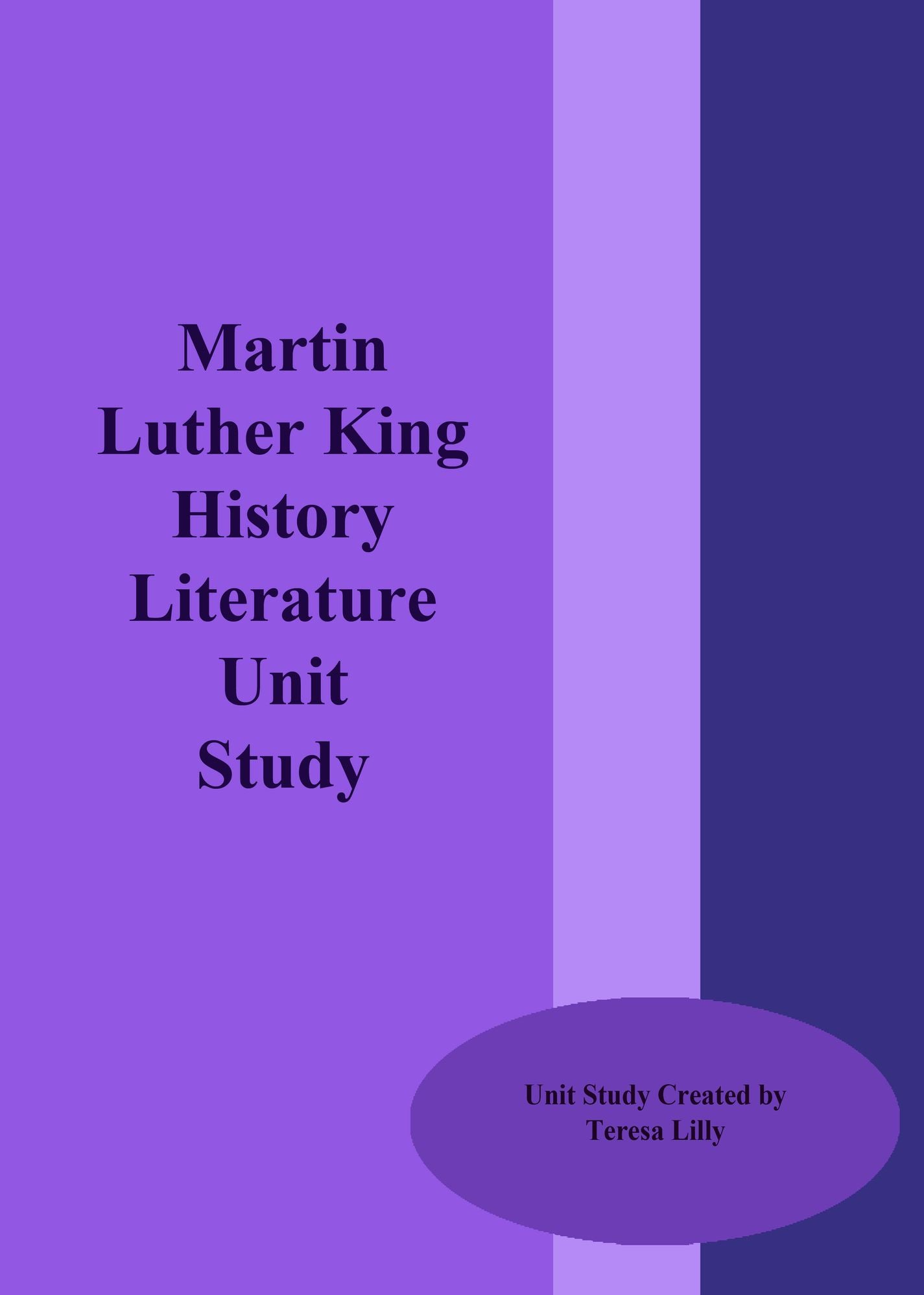 Martin Luther King History Literature Unit Study