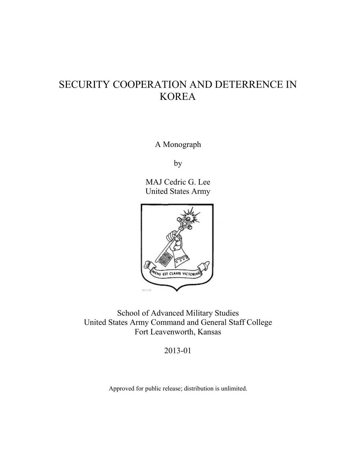 SECURITY COOPERATION AND DETERRENCE IN KOREA