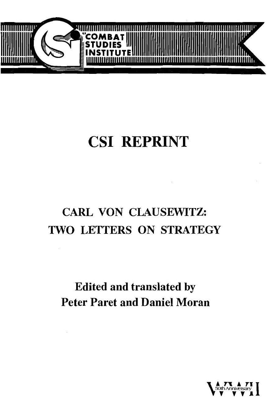Carl von Clausewitz: Two Letters on Strategy