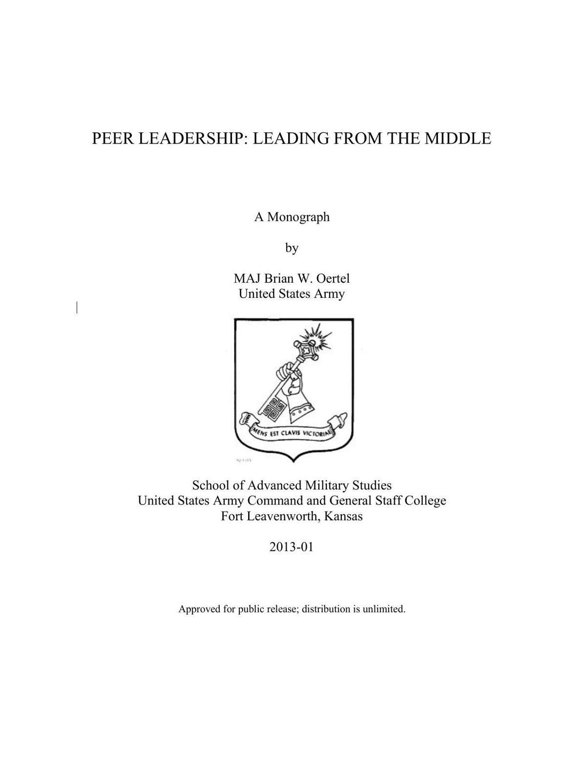 PEER LEADERSHIP: LEADING FROM THE MIDDLE