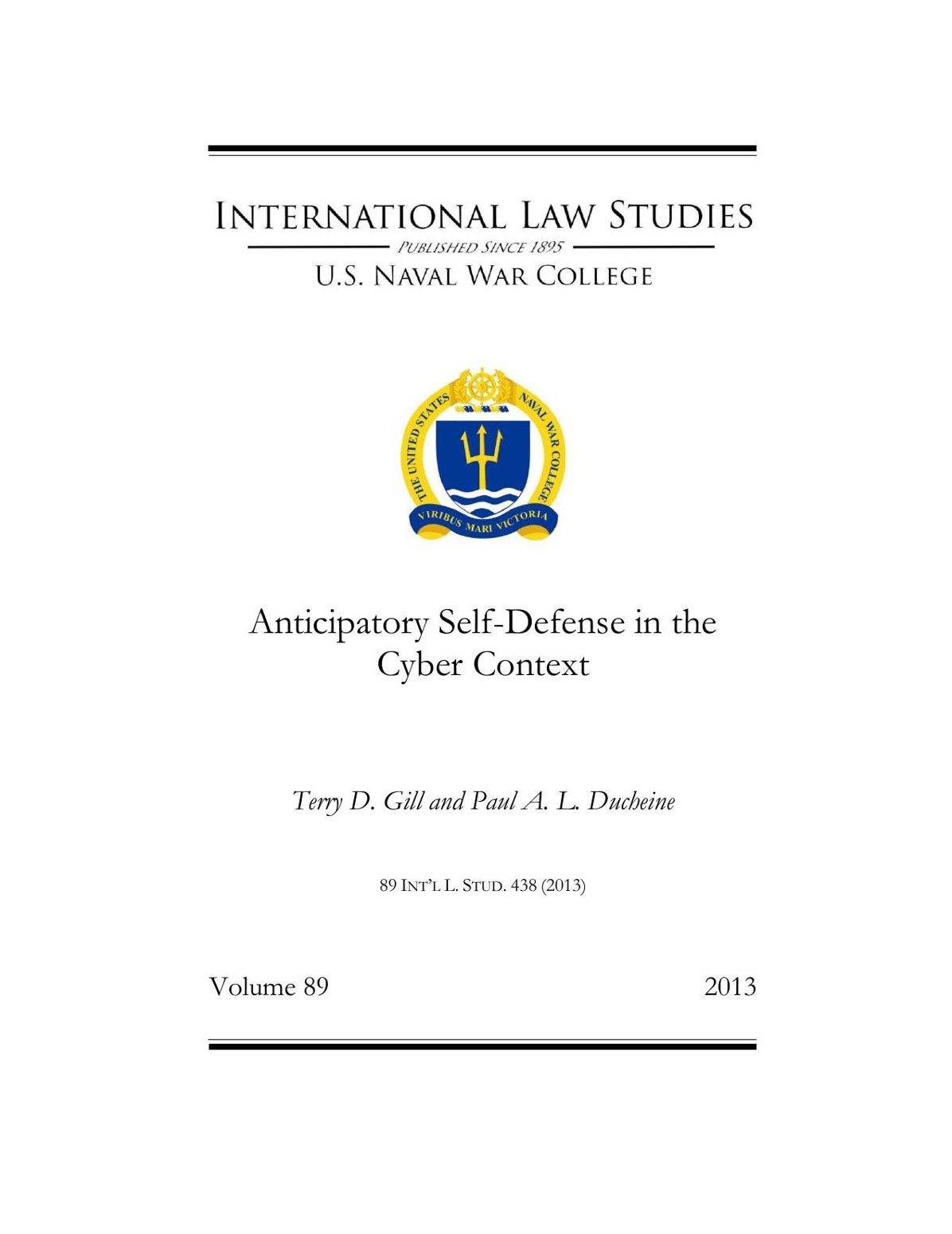 Anticipatory Self-Defense in the Cyber Context