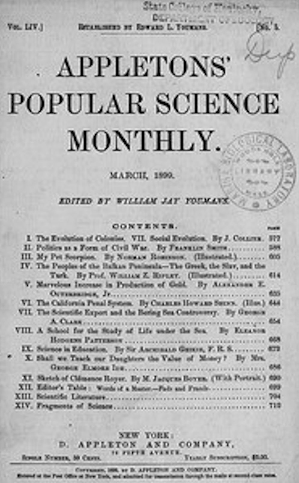 Appletons' Popular Science Monthly, March 1899 (Illustrated)