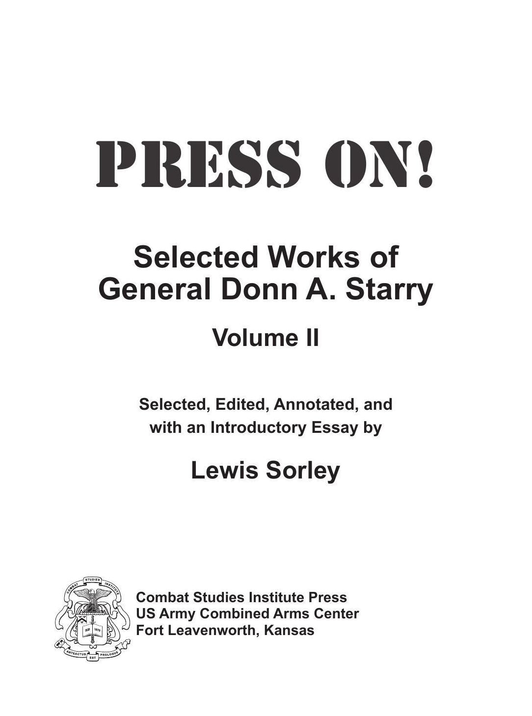 Selected Works of General Donn A. Starry Volume II