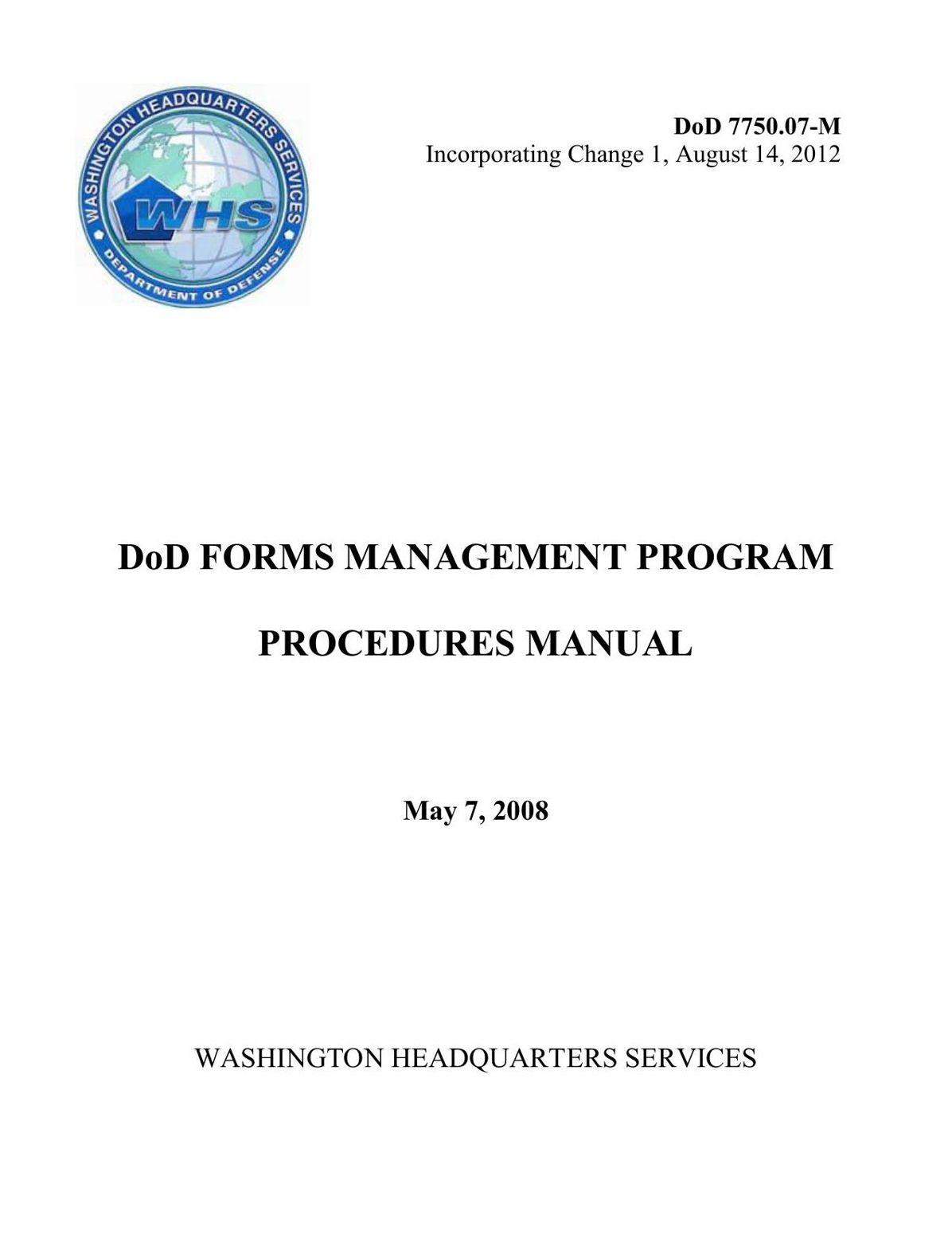 DoD FORMS MANAGEMENT PROGRAM PROCEDURES MANUAL
