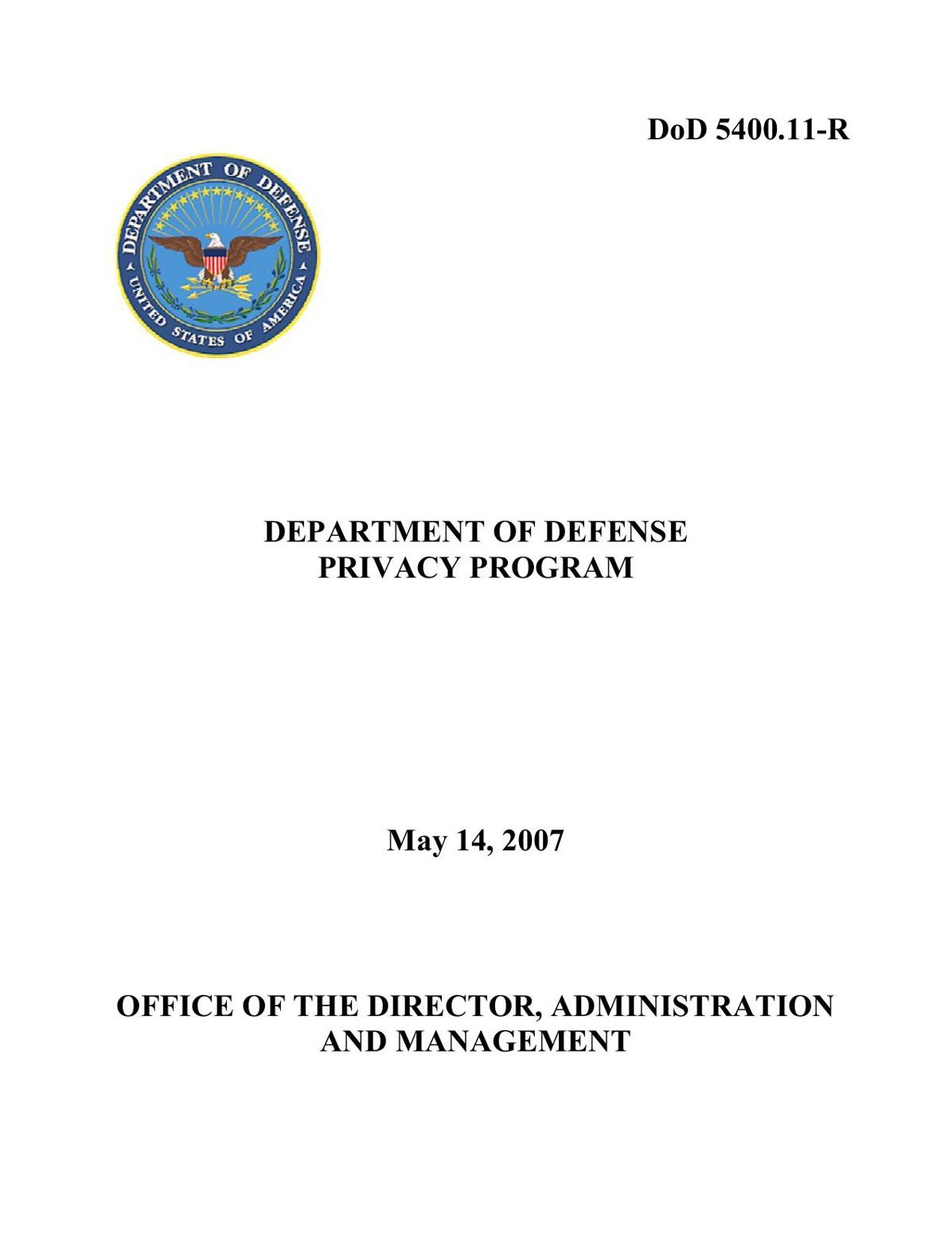 DEPARTMENT OF DEFENSE PRIVACY PROGRAM