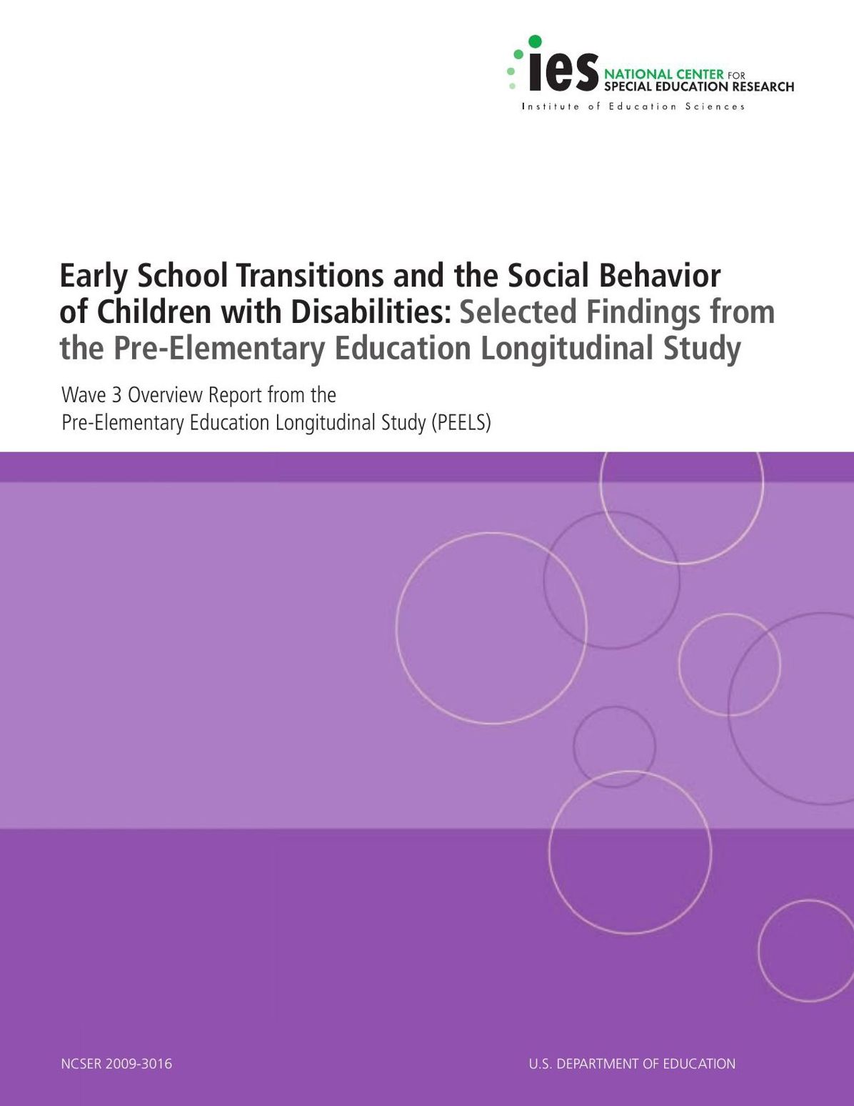 Early School Transitions and the Social Behavior of Children with Disabilities: Selected Findings from the Pre-Elementary Education Longitudinal Study