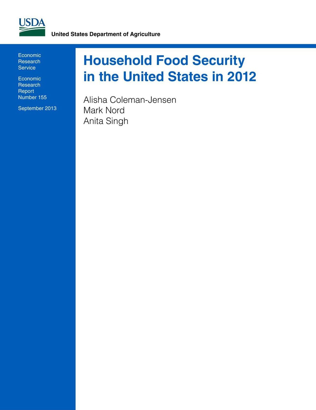 Household Food Security in the United States in 2012