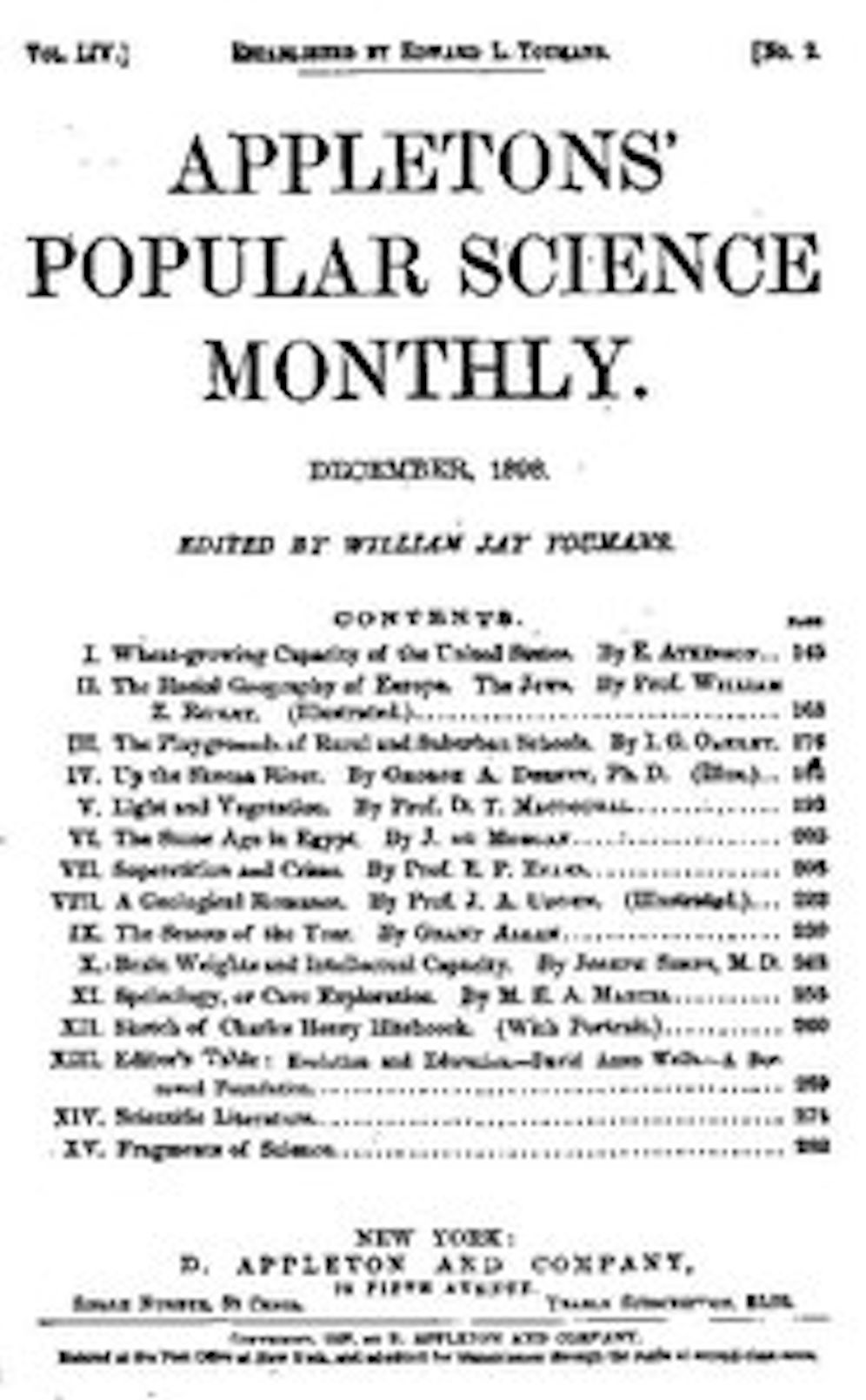 Appletons' Popular Science Monthly, December 1898 (Illustrated)