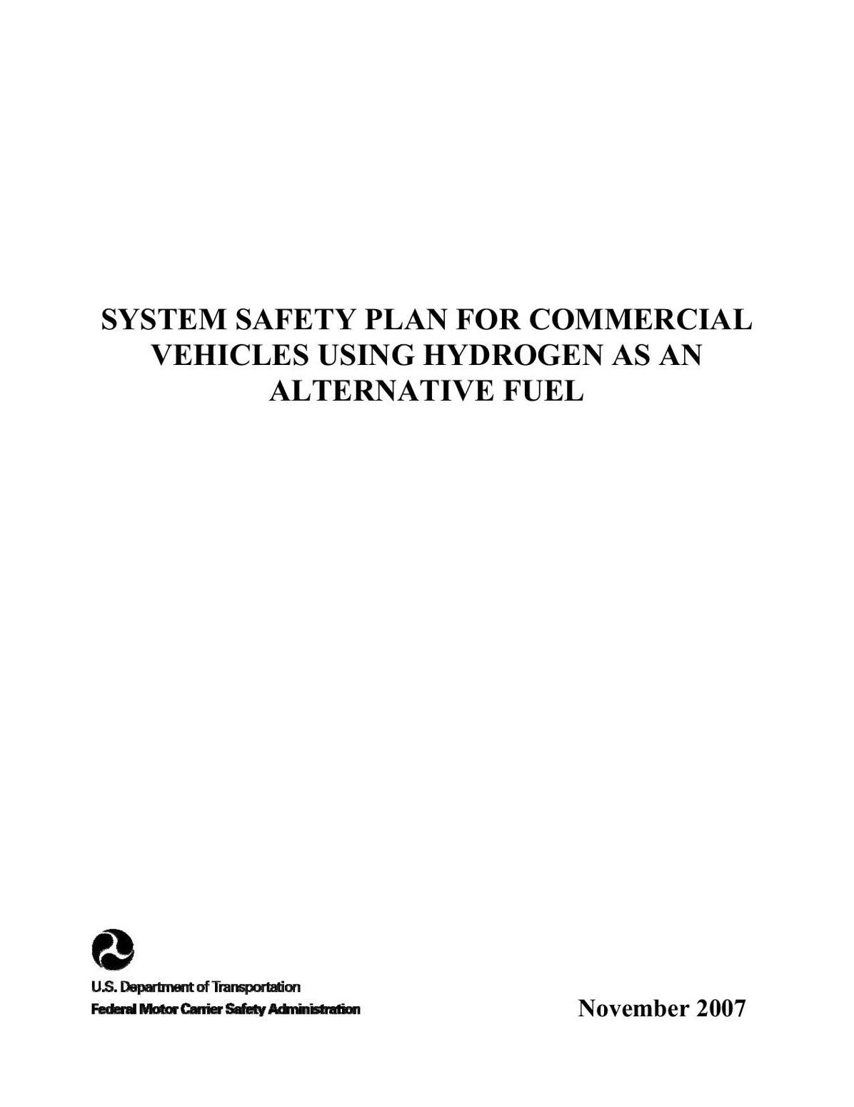 SYSTEM SAFETY PLAN FOR COMMERCIAL VEHICLES USING HYDROGEN AS AN ALTERNATIVE FUEL