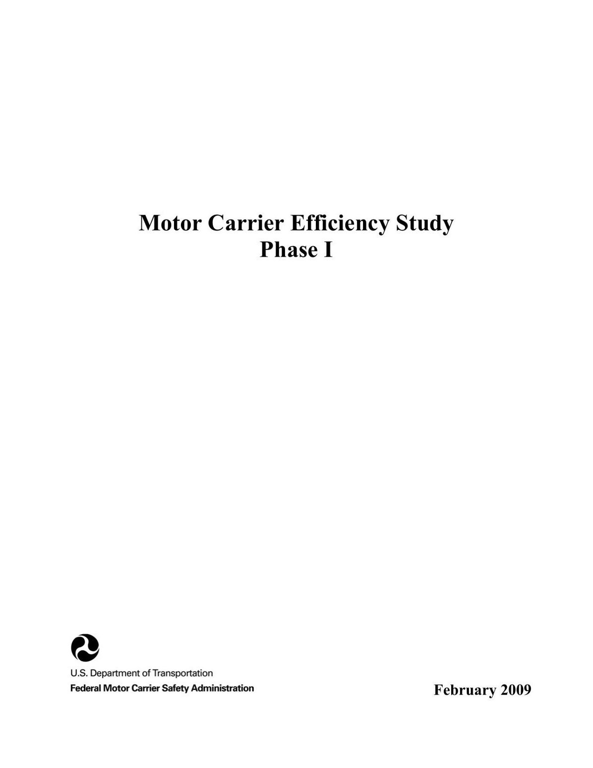 Motor Carrier Efficiency Study Phase I