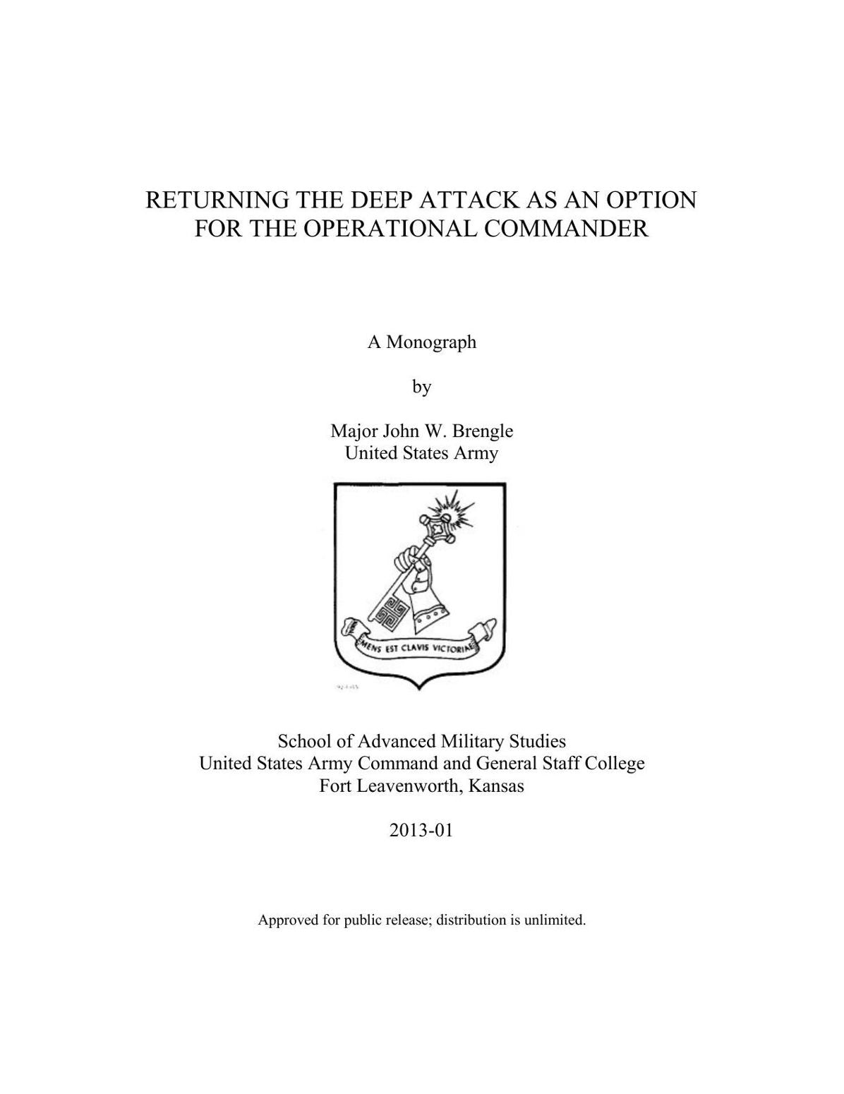 RETURNING THE DEEP ATTACK AS AN OPTION FOR THE OPERATIONAL COMMANDER