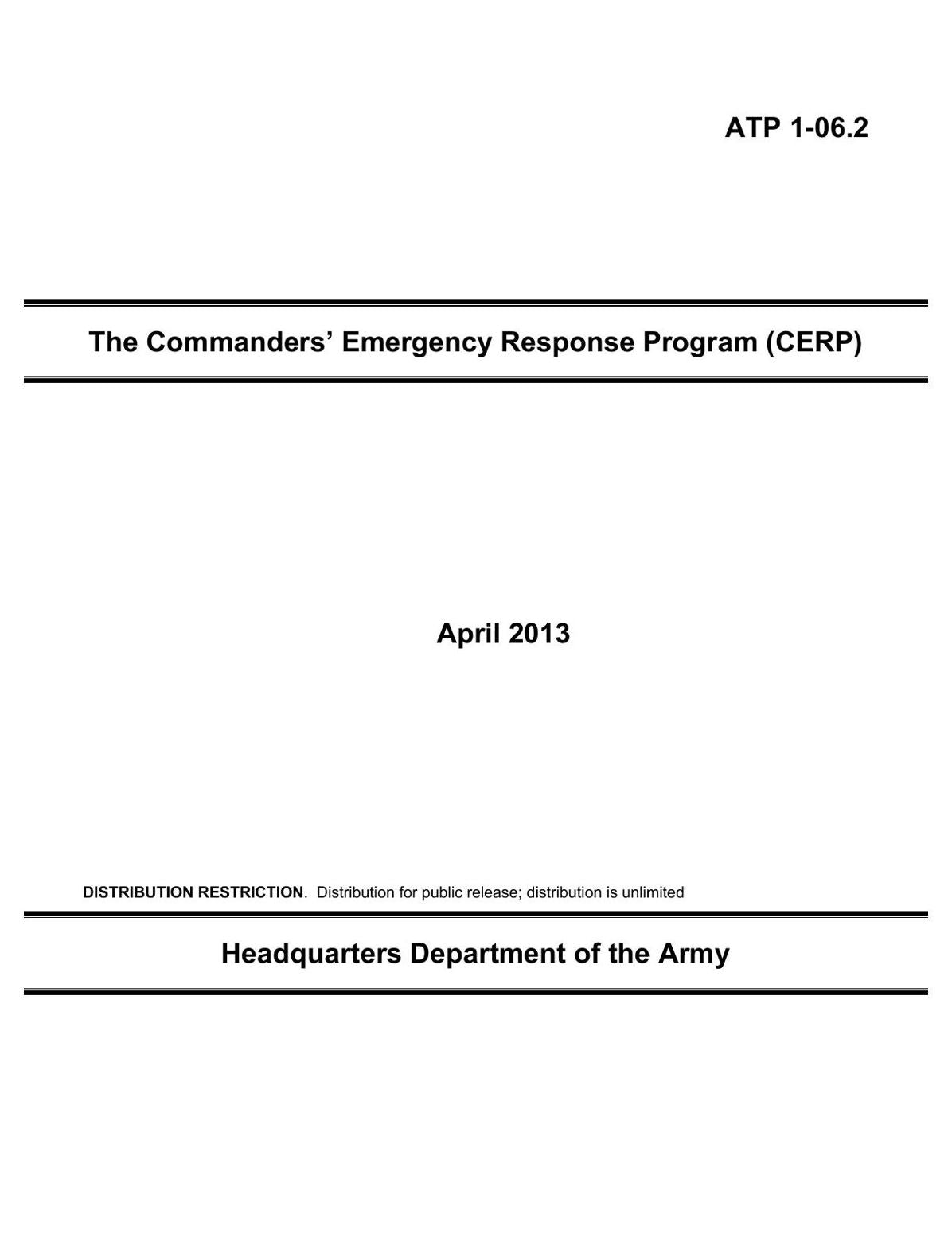 The Commanders’ Emergency Response Program (CERP)