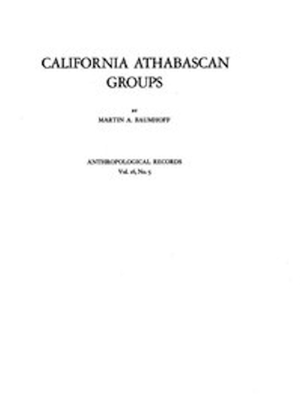 California Athabascan Groups (Illustrated)