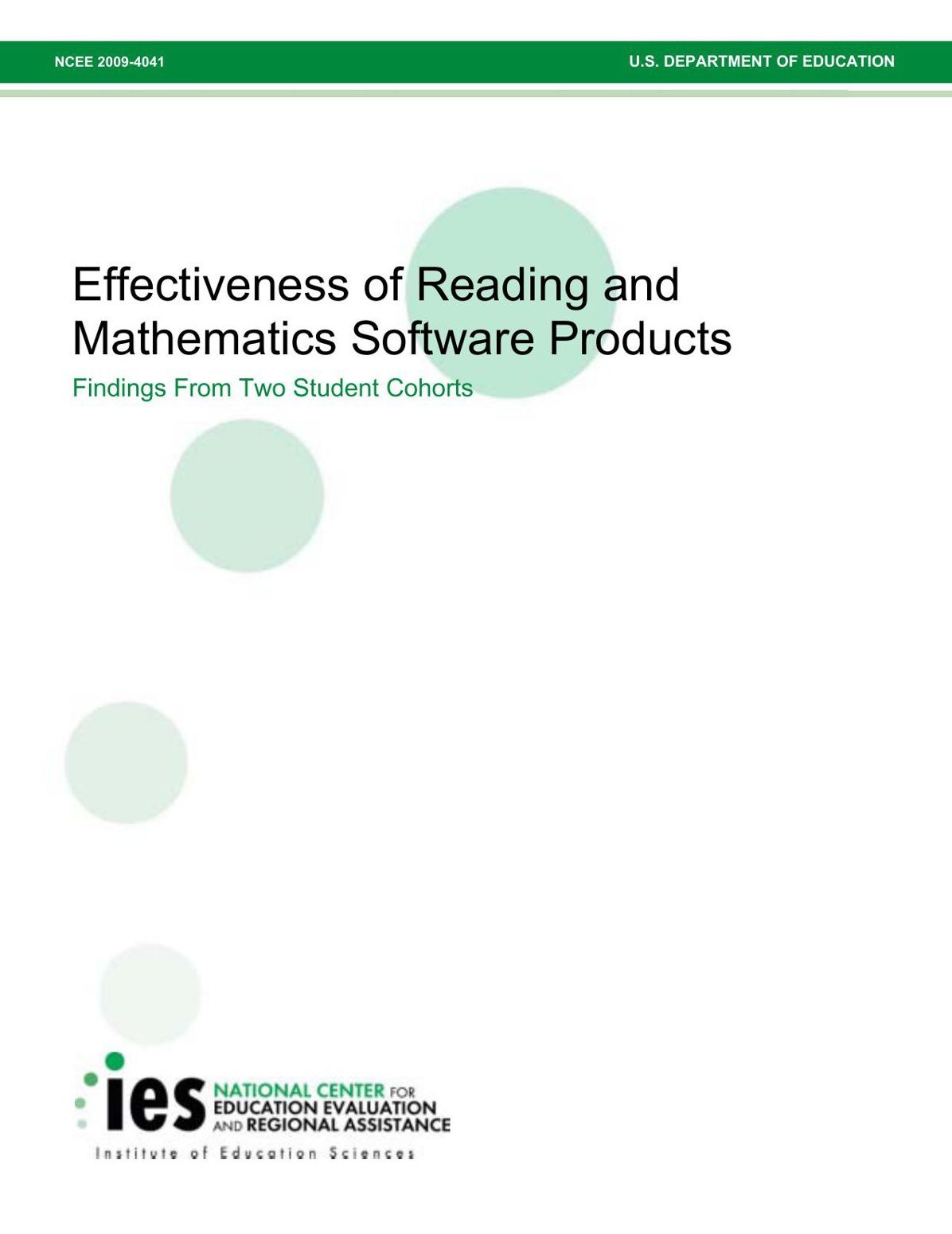 Effectiveness of Reading and Mathematics Software Products