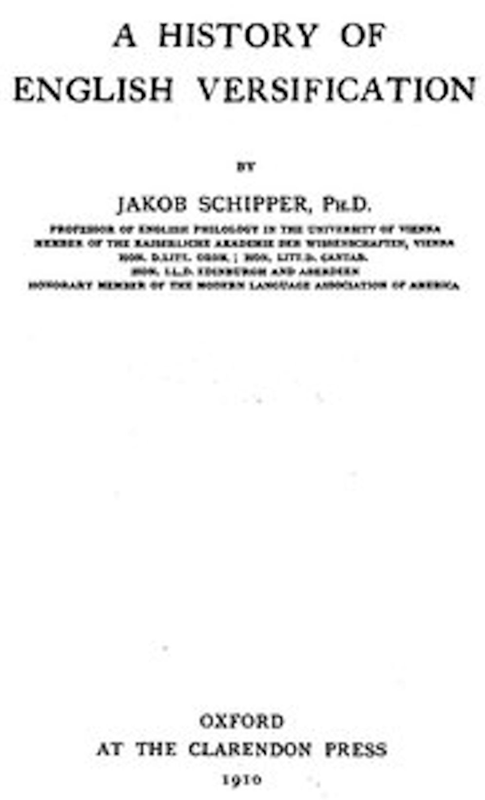 A History of English Versification