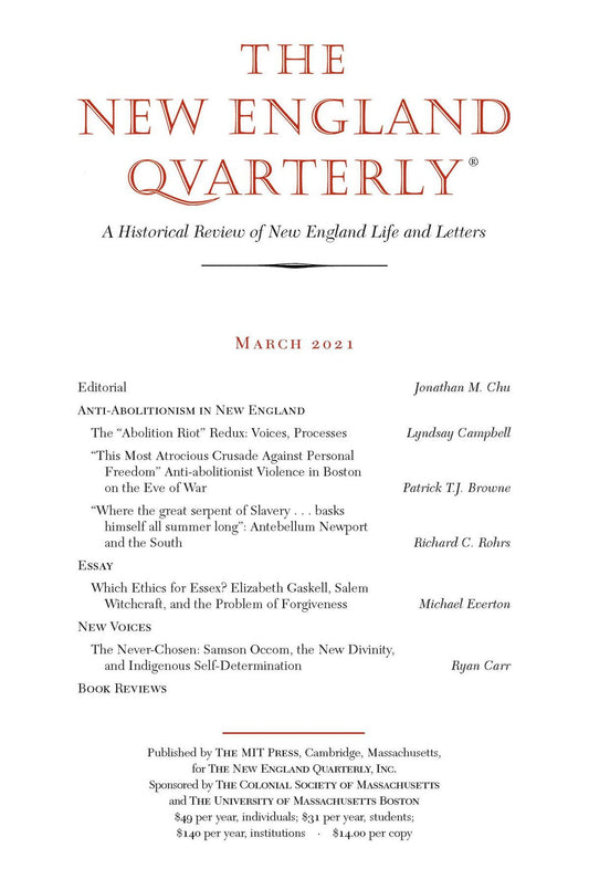 The New England Quarterly - annual subscription
