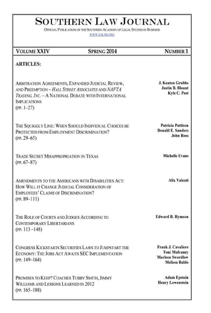Southern Law Journal, Vol. XXIV, No. 1, Spring 2014