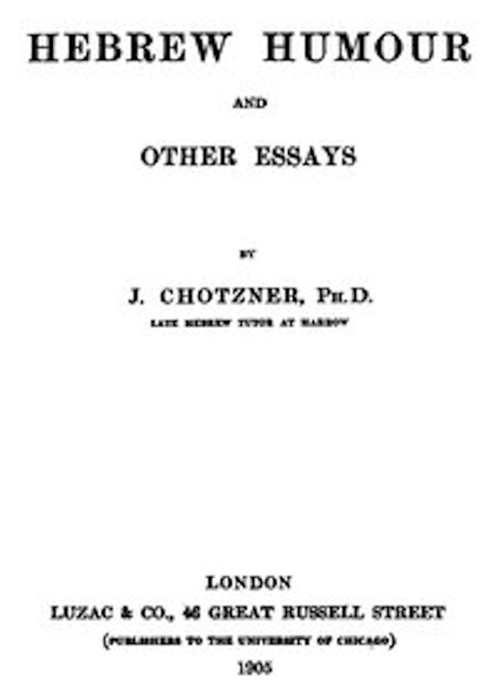 Hebrew Humor and other Essays