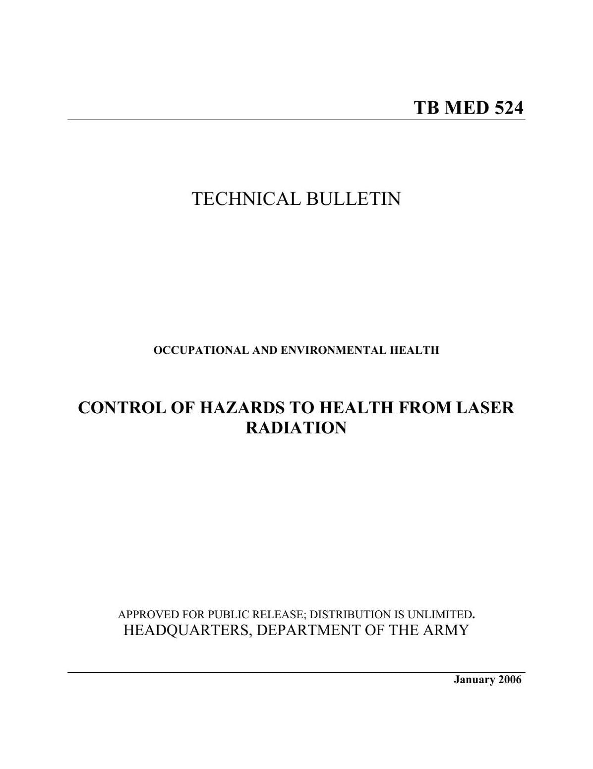 CONTROL OF HAZARDS TO HEALTH FROM LASER RADIATION