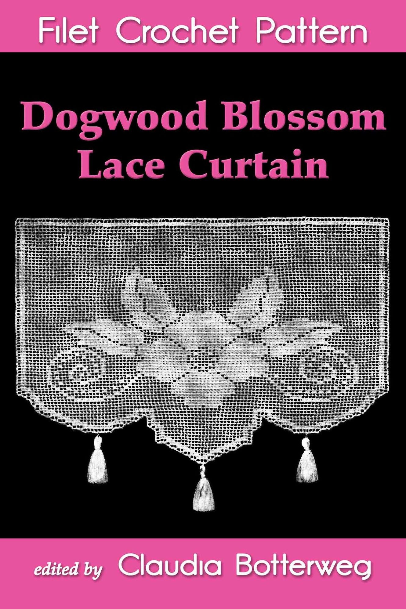 Dogwood Blossom Lace Curtain Filet Crochet Pattern